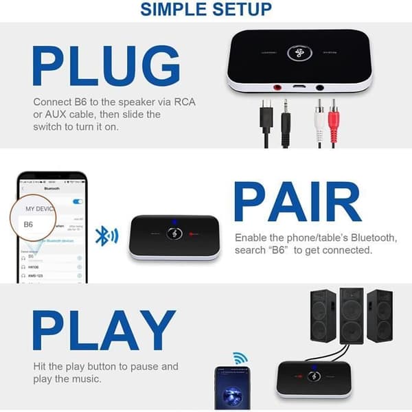 Bluetooth Transmitter Receiver 5.0 - 2 in 1 Bluetooth Audio Transmitter Receiver med 3,5 mm Audio Output Bl Adapter/Converter