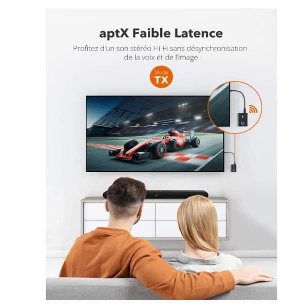 Bluetooth 5.0 Adapter 2-i-1 sändare och mottagare - GOBRO - 3,5 mm stereoutgång - Låg latens - aptX