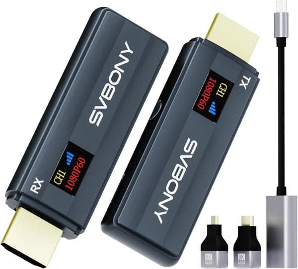 Svbony ST2 TransAir HD Trådløs HDMI-sender og modtager 5G 4K Decoering 1080P 0,42" OLED til video- og lydstreaming