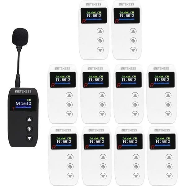 Retekess TT110 System för Turistguide, 2.4G Trådlöst Audioguide-System, 100 M, för Turistguide, Skola