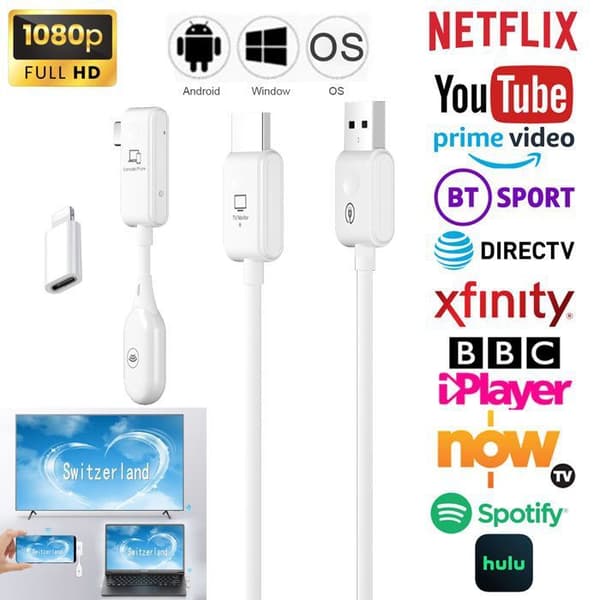 INN HDMI Trådlös 5G 1080P Stöder Netflix-strömning Sändare och Mottagare För mobiltelefoner till HDTV Med adaptern