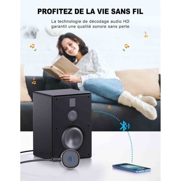 Bluetooth-mottagare - Mohard - Bil - Bluetooth 5.3 - Handsfree-samtal - 16H autonomi