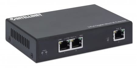 Intellinet 2-porttinen gigabitin Ultra PoE -jatke, lisää PoE-kantamaa jopa 100 metriin (328 jalkaan), PoE-virrankulutus 60 W, kaksi PSE-porttia, 30 W: