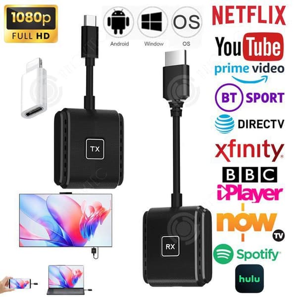 INN HDMI trådlös 1080P 5G Sändare och Mottagare Stöder Netflix-streaming för mobiltelefoner till HDTV med adapter