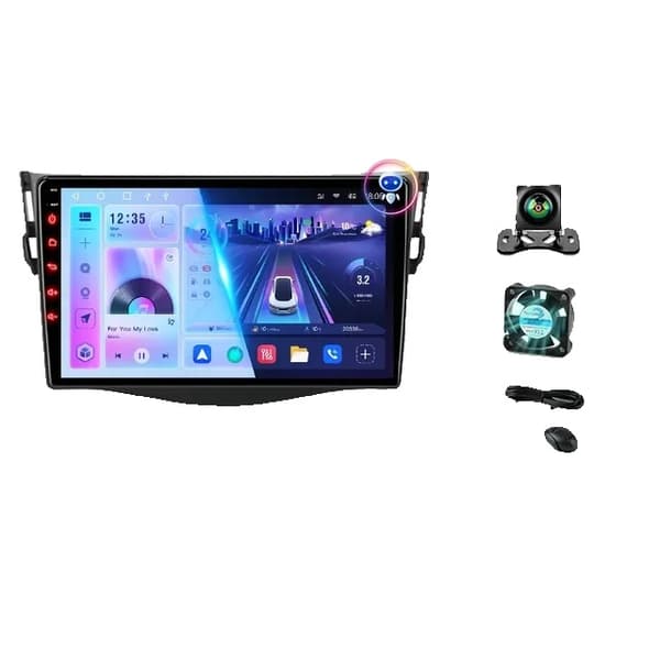 Bilradio, Android 12, Carplay-integration, GPS-navigation, T10-2 Fläkt-Kamera