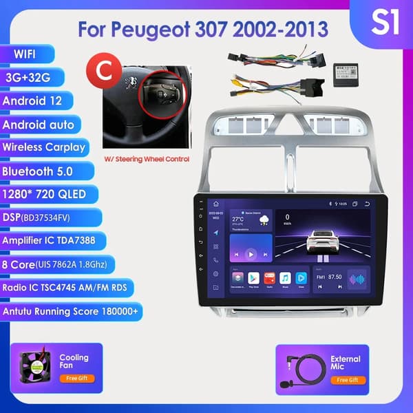 Bil Android GPS Navigation Player, Multimedia Stereo, WiFi Video, S1 (Type C)