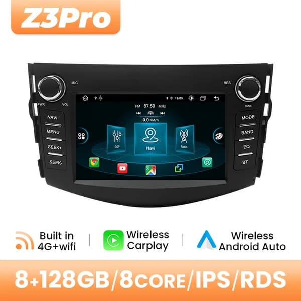 Bilradio, Trådlös Carplay, Android 12, 8GB RAM 128GB ROM
