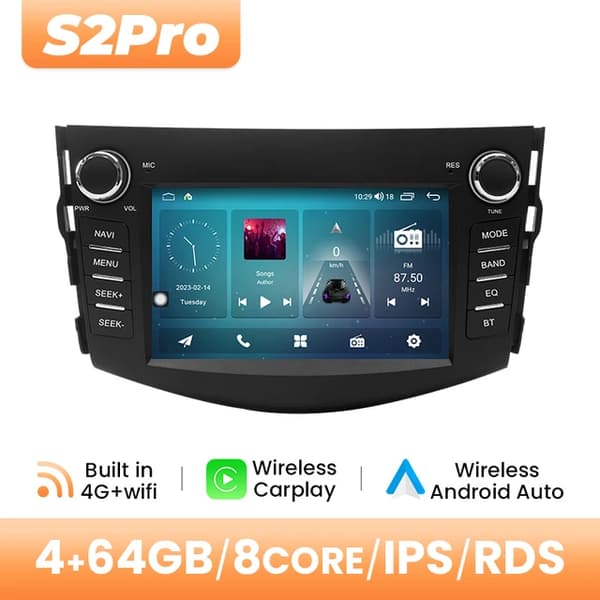 Bilradio, Trådlös Carplay, Android 12, 4GB RAM 64GB ROM