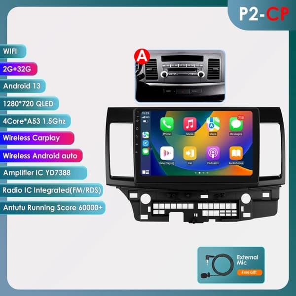 Bil Multimedia, 101 tommer skærm, GPS-navigation, A-4core 2G 32G-P2CP
