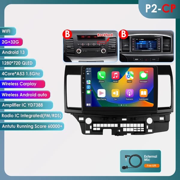 Bil Multimedia, 101-tums skärm, GPS-navigation, B-4kärnig 2G 32G-P2CP