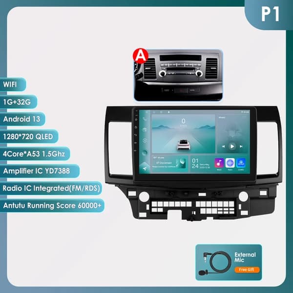 Bil Multimedia, 101-tums skärm, GPS-navigation, A-4kärnor 1G 16G -P1