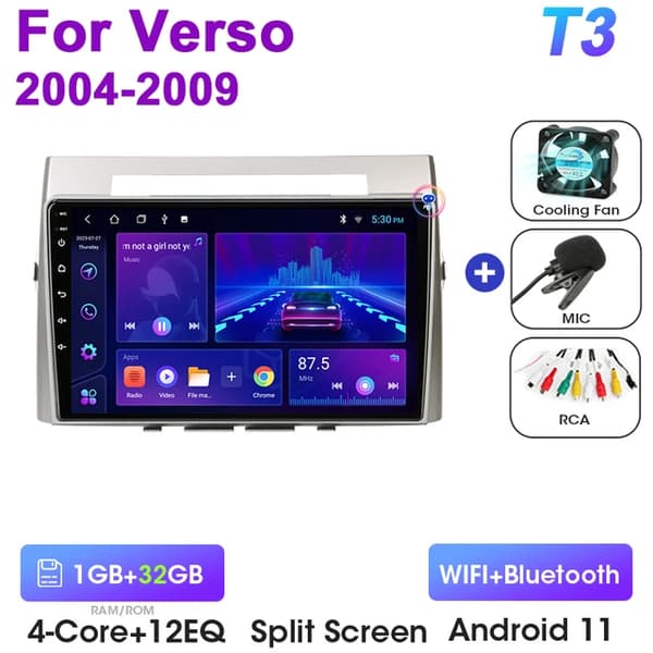 Toyota Corolla Verso AR10, Android 12, Carplay Auto, T3-MIC