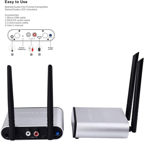 Wireless Digital Audio Transmitter Sender & Receiver Adapter for HiFi Home Theater System Speaker Amplifier/Cellphone/TV/MP3/Earphone
