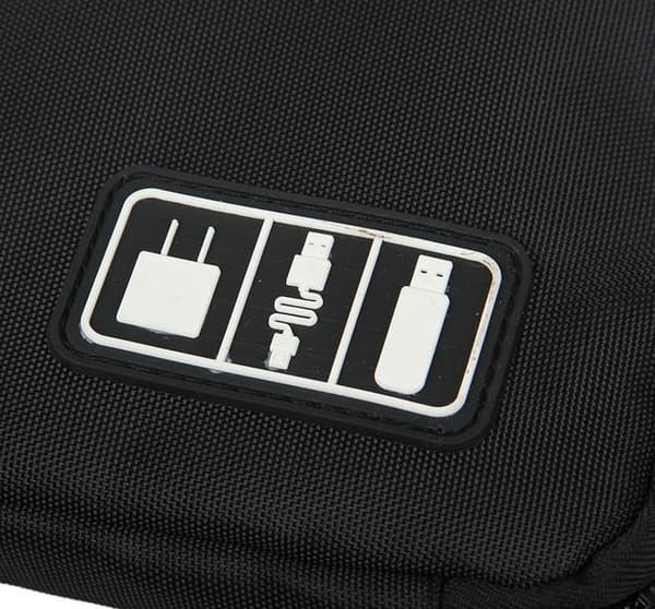 Veske for lagring av kabler, elektronikk - Svart