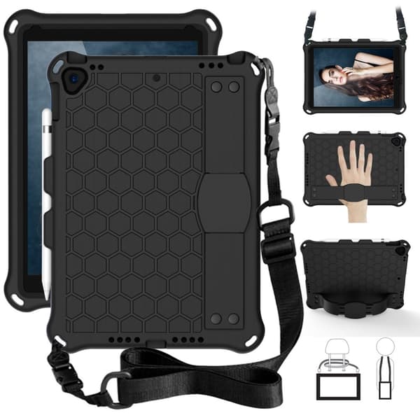 iPad 10.2" 2021/2020/2019, Pro 10.5" 2017, Air 10.5" 2019 Skal med bärrem - Svart