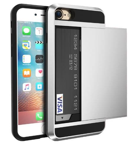iPhone SE (2020) / 7 / 8 hybridfodral med plats för 2 kort - silver