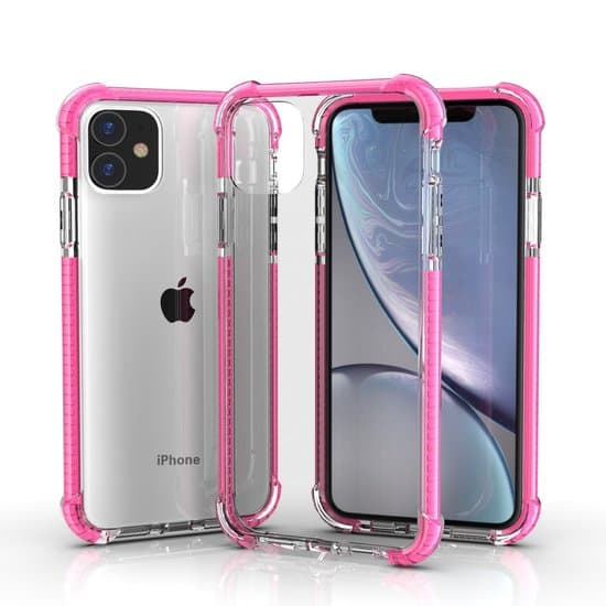 iPhone 11 / iPhone XR bumper cover TPU + akryl - gennemsigtig pink