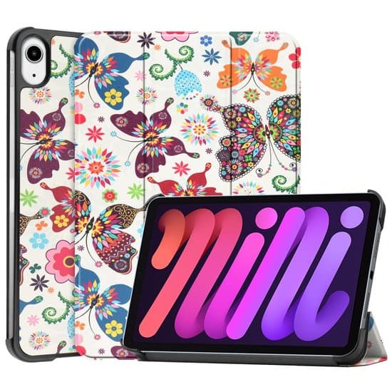 Tri-fold smart cover til iPad mini (2021) - sommerfugle og blomster