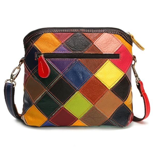 Farverigt blomstermønster dame skuldertaske, koskind Messenger Fashion Bag
