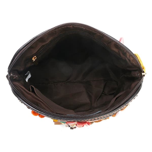Farverigt blomstermønster dame skuldertaske, koskind Messenger Fashion Bag