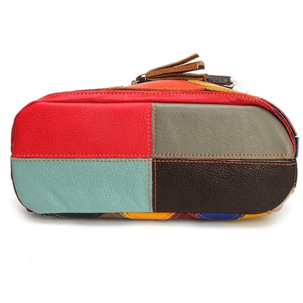 Farverigt blomstermønster dame skuldertaske, koskind Messenger Fashion Bag
