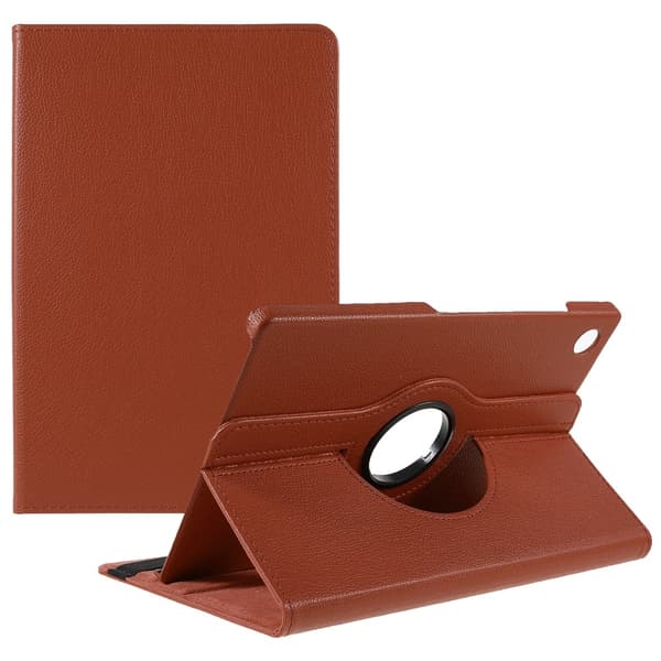 SKALO Samsung Tab A8 10.5 (2021/2022) 360 Litchi Flip Cover - Brun