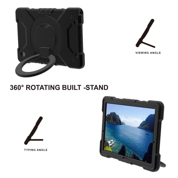 SKALO Samsung Tab A8 10.5 (2021/2022) Extra Shock Resistant Armor Rengas kuori olkahihnalla - Musta