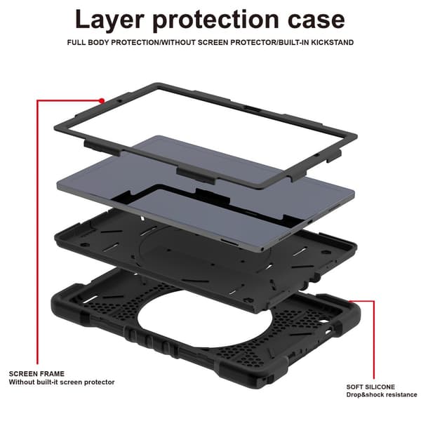 SKALO Samsung Tab A8 10.5 (2021/2022) Extra Shock Resistant Armor Rengas kuori olkahihnalla - Musta