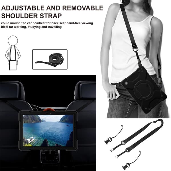 SKALO Samsung Tab A8 10.5 (2021/2022) Extra Shock Resistant Armor Rengas kuori olkahihnalla - Musta