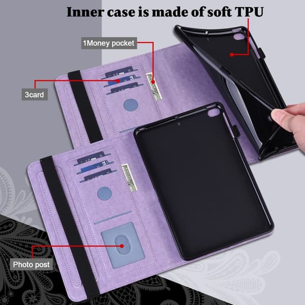 SKALO iPad 10.2 Mandala Flip Cover - Lilla