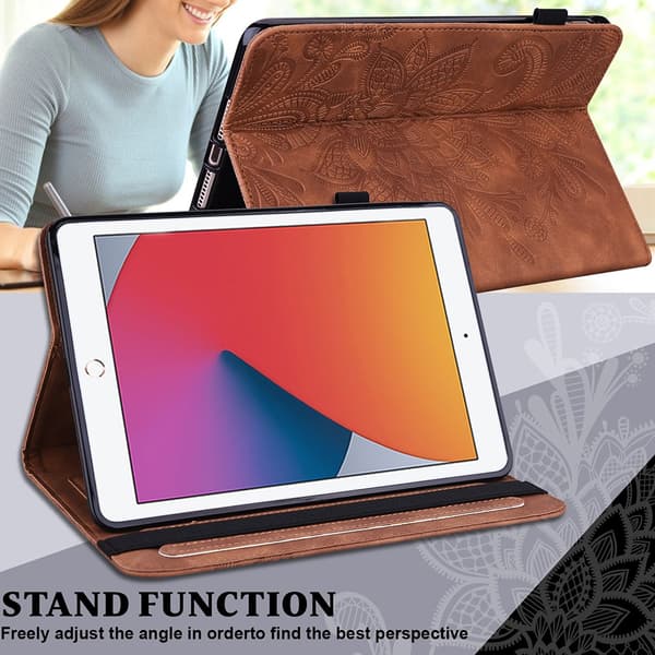 SKALO iPad 10.2 Mandala Flip Cover - Brun