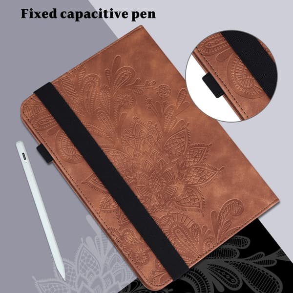 SKALO iPad 10.2 Mandala Flip Cover - Brun