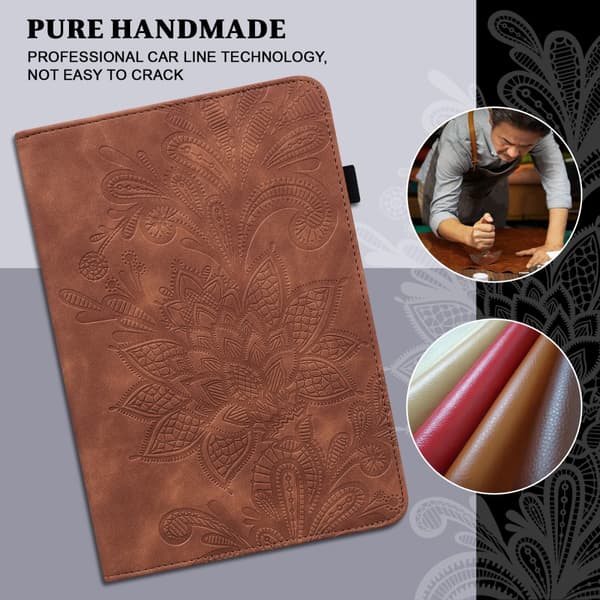 SKALO iPad 10.2 Mandala Flip Cover - Brun