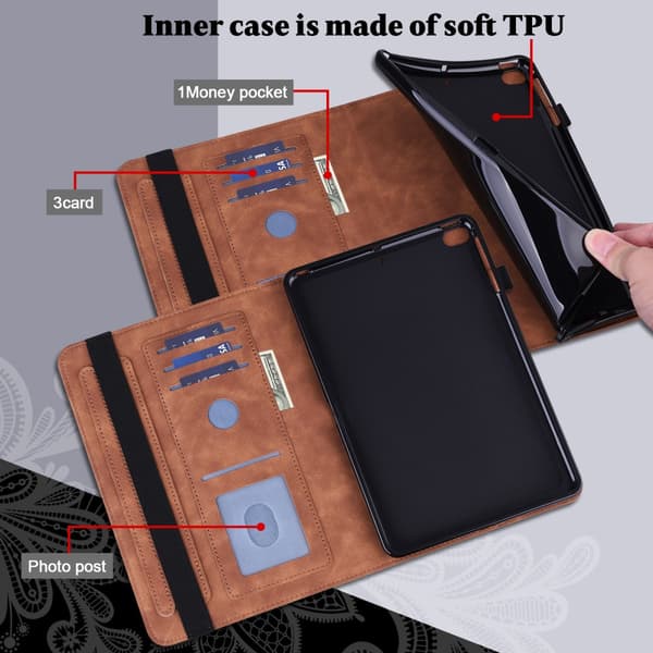 SKALO iPad 10.2 Mandala Flip Cover - Brun