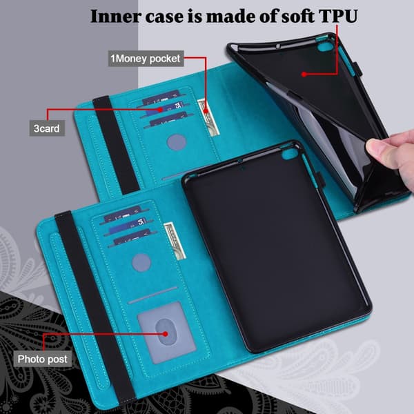 SKALO iPad 10.2 Mandala Flip Cover - Blå