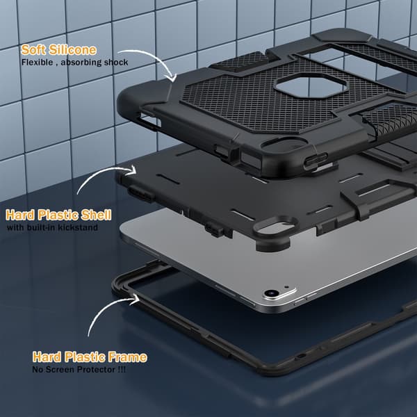 SKALO iPad 10.9 (2022) Extra Shockproof Armor Shockproof Cover - Sort