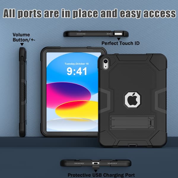 SKALO iPad 10.9 (2022) Extra Shockproof Armor Shockproof Cover - Sort