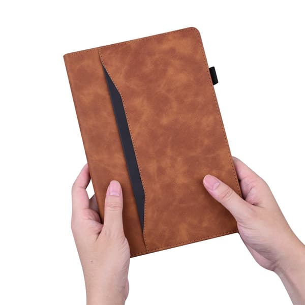 SKALO Samsung Tab S7/S8 PU-læder pungetui med rum til penne - Brun