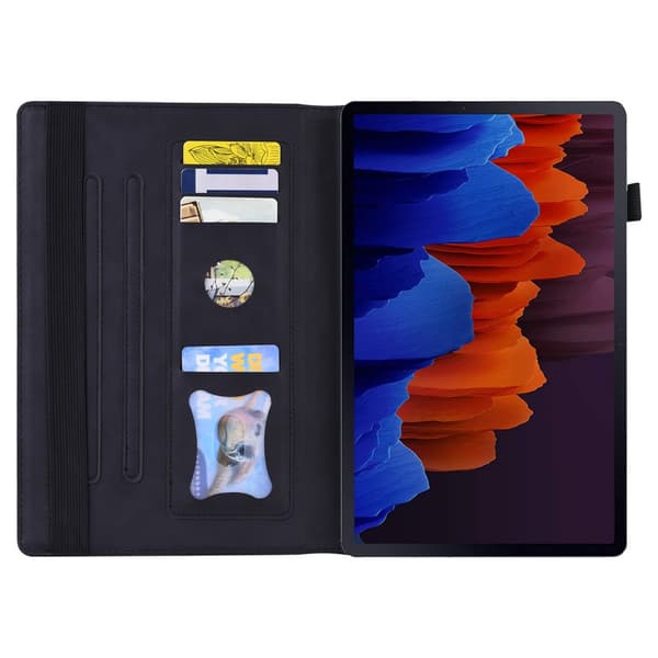 SKALO Samsung Tab S7/S8 PU-læder pungetui med rum til penne - Sort