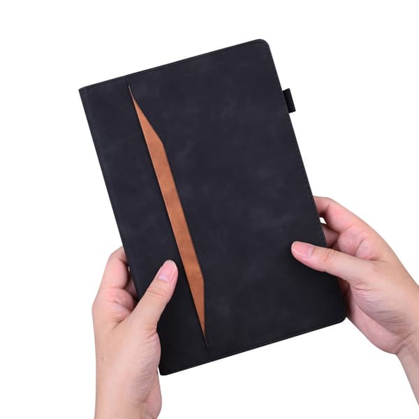 SKALO Samsung Tab S7/S8 PU-læder pungetui med rum til penne - Sort