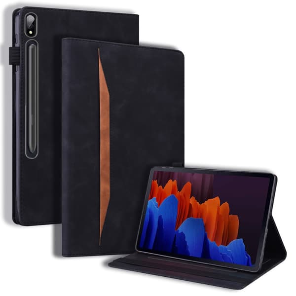 SKALO Samsung Tab S7/S8 PU-læder pungetui med rum til penne - Sort
