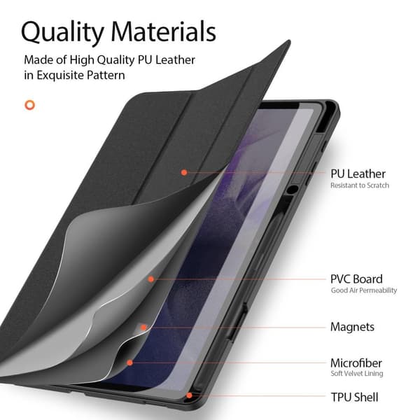 DUX DUCIS Samsung Tab S7+/S7 FE/S8+ DOMO Series Trifold Fodral - Svart