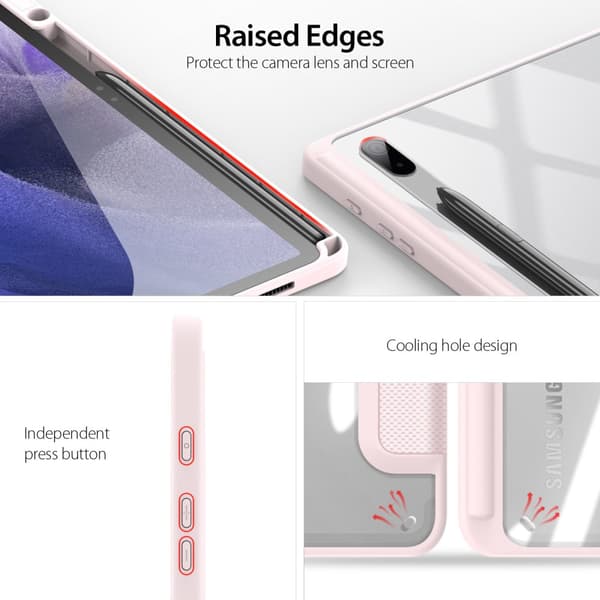 DUX DUCIS Samsung Tab S7+/S7 FE/S8+ TOBY Series Trifold Flip Cover - Pink
