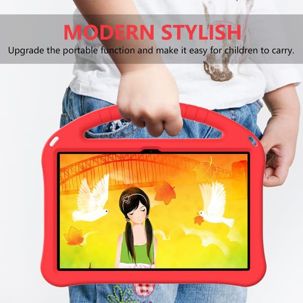 SKALO Lenovo Tab M10 Plus 10.6" (Gen 3) Lapsikuori kahvalla ja jalustalla - Punainen