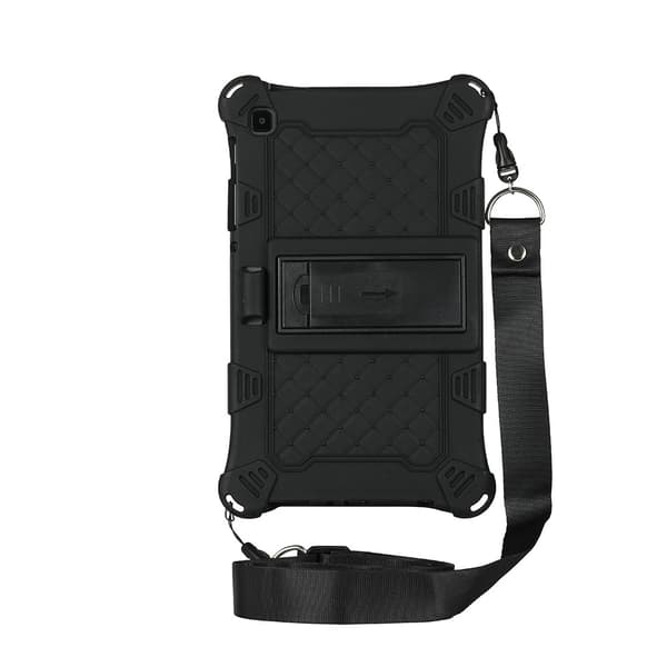 SKALO Samsung Tab A7 Lite Stødresistent Armor silikone Cover med skulderrem - Sort