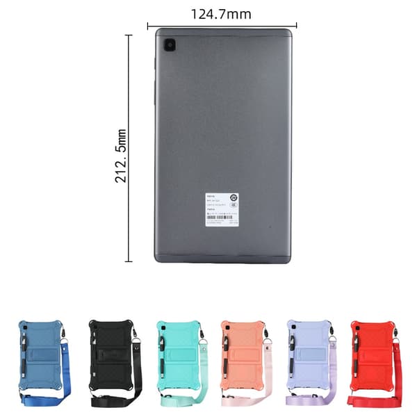 SKALO Samsung Tab A7 Lite Stødresistent Armor silikone Cover med skulderrem - Sort