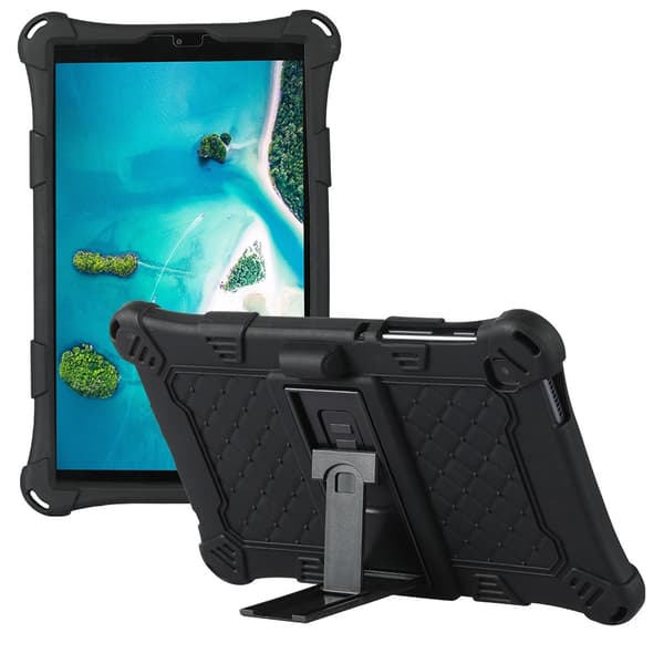 SKALO Samsung Tab A7 Lite Stødresistent Armor silikone Cover med skulderrem - Sort