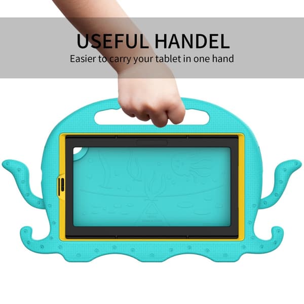 SKALO Samsung Tab A7 Lite 3D Cartoon Barnskal - Turkos