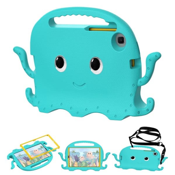 SKALO Samsung Tab A7 Lite 3D Cartoon Barnskal - Turkos