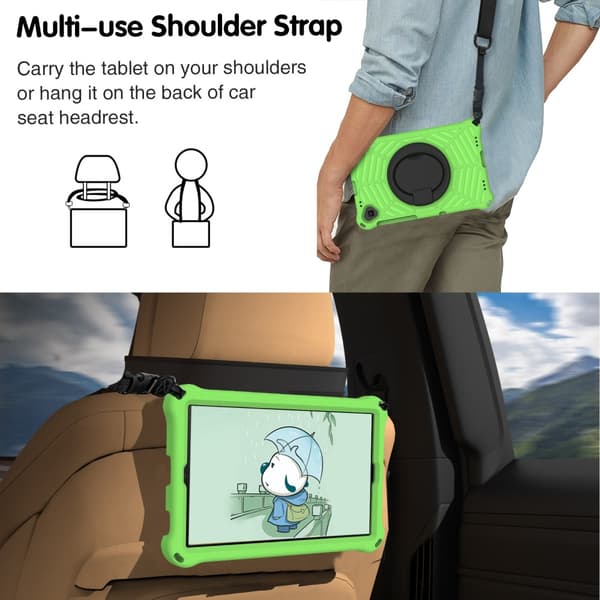 SKALO Lenovo Tab M10 FHD Plus 10.3" Ekstra stødsikker Armor Spider Mesh Cover med skulderrem - Grøn
